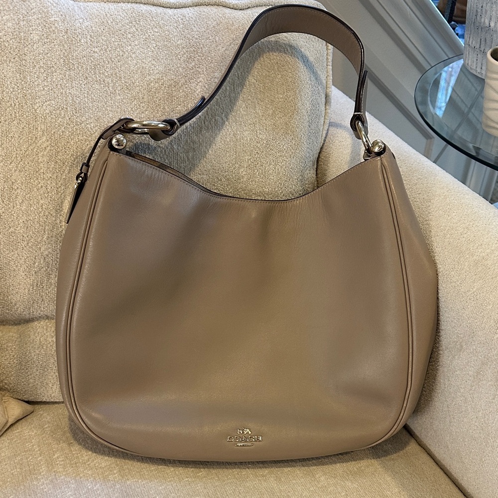 Coach Beige Leather Hobo Bag